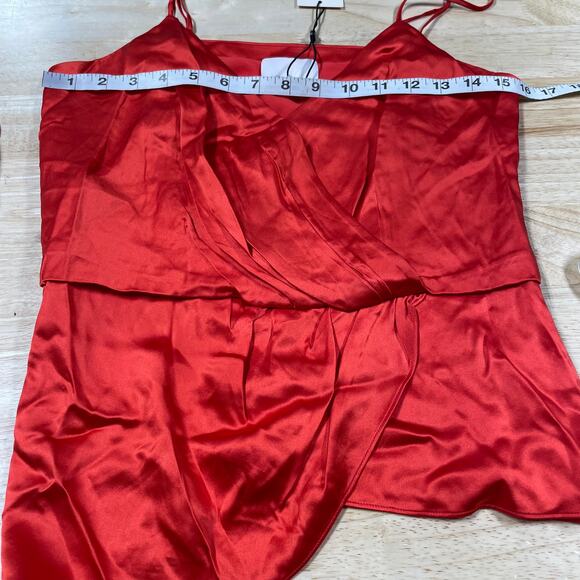 Cinq à Sept NWT Mirin Silk Top Chili Pepper Red Tank Blouse V-Neck Size XS - Picture 7 of 13